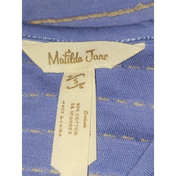 Women's MATILDA JANE Dress Exploration Blue Tan Stripes Small Knit - Picture 6 of 9